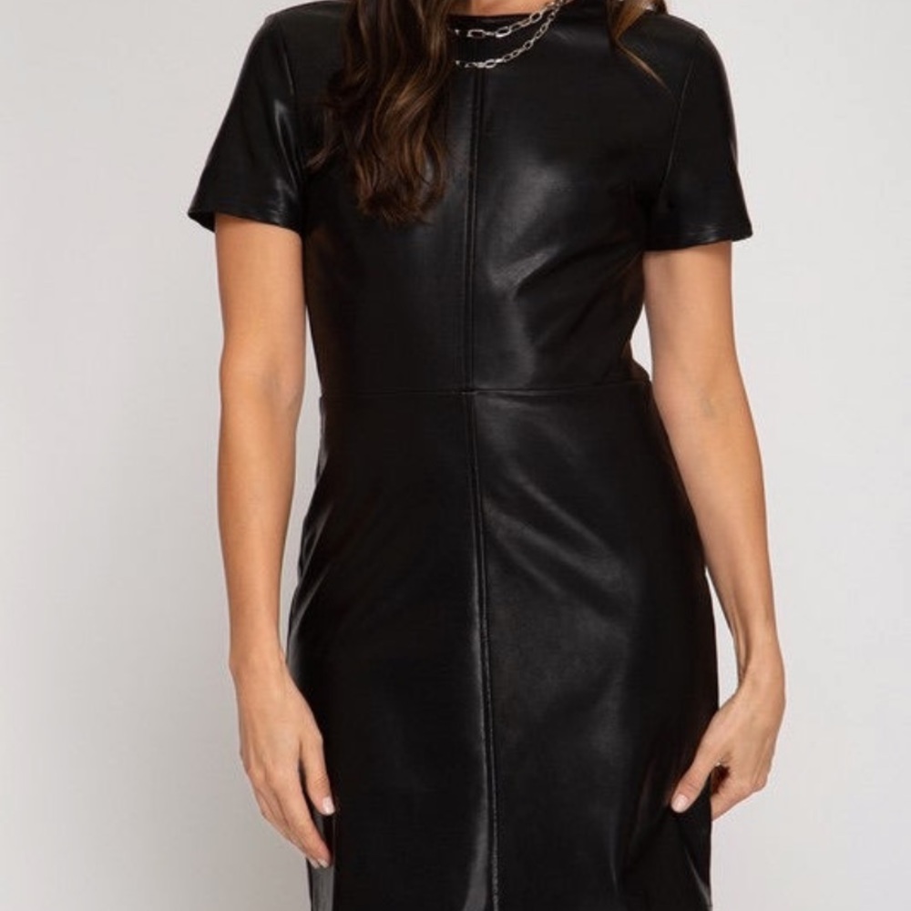 Faux Leather Dress